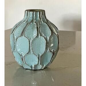 West Elm Handcrafted Blue Pottery Vase –  “Scale” Design